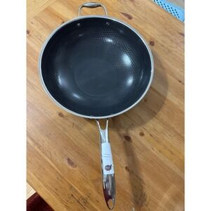 HexClad Hybrid Stainless Steel 12 Inch Wok Pan Nonstick CBY10626 Silver Black